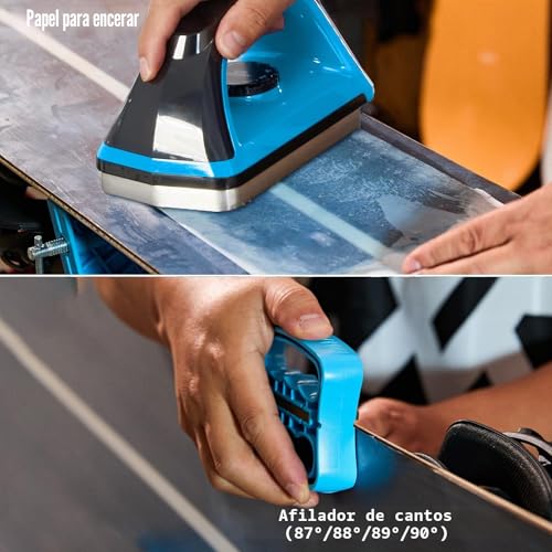 Miniatura 7 de Xcman Kit Completo De Encerado Para Esquí Y Snowboard Con Encerador, Cera De Esquí, Afinador De Borde De Base Multiángulo, Reparación De Base Ptex, Papel De Encerado, Piedra De Goma Para Esquí