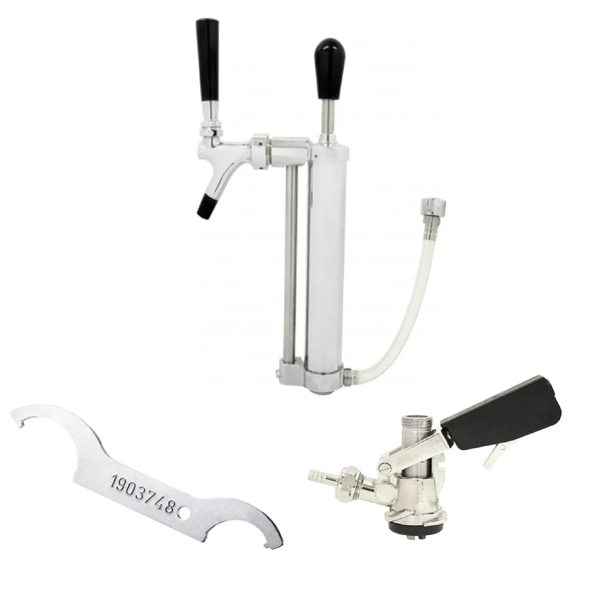 Picknickpumpe Set mit Kolbenschankhahn 5/8 CO2-Abgang und KeyKeg Zapfkopf für mobiles Bierzapfen