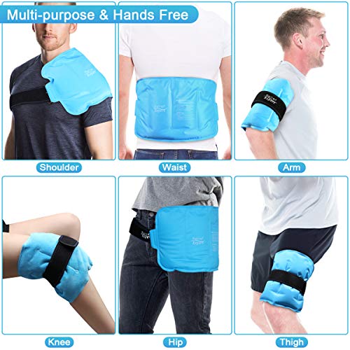 Relief Expert Ice Pack For Injuries Reusable(16" X 9") Gel Cold Pack For Lower Back, Shoulder, Knee, Hip Pain Relief, Cold Compress For Swelling, Bruises – Flexible, Hands Free #TOP3