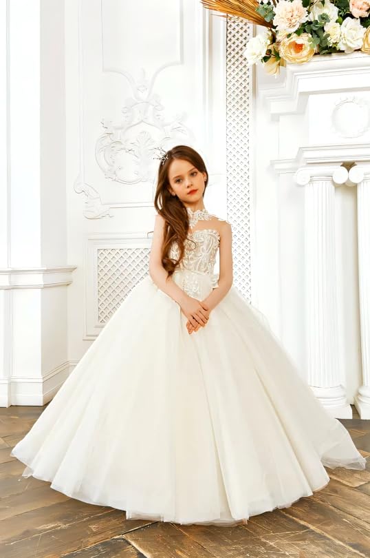 Lace Flower Girl Dresses for Wedding Tulle Pageant Dress for Girls Princess Party Ball Gown2