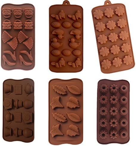 POPBLOSSOM 6 Pack nonstick Value Pack molds of Flower, Leaf, Duck, Purse and More Baking molds for Candy Chocolate Soap (Ships from USA)
