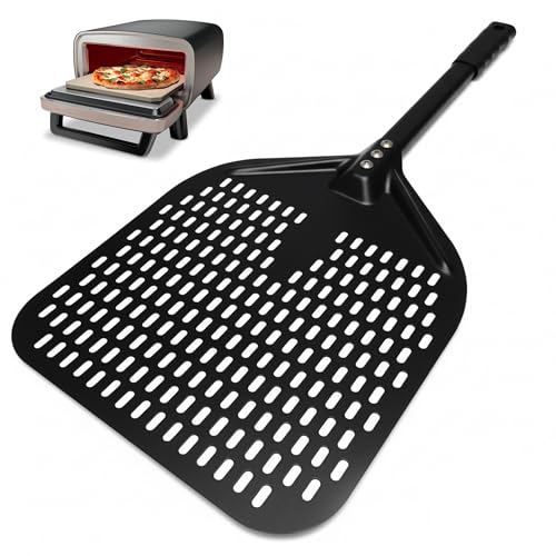 OGNWFUNK Professional 12 Perforated Pizza Peel 28 Long Stainless Steel Metal Pizza Paddle with Handle Compatible with Ninja MO201 for Kitchen Outdoor Ovens Pizza Parties & Restaurant Baking