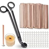 200Pcs Wooden Candle Wicks,Wood Candle Wicks 5.1 x 0.5 Inch Smokeless Natural Wood Wicks for Candles