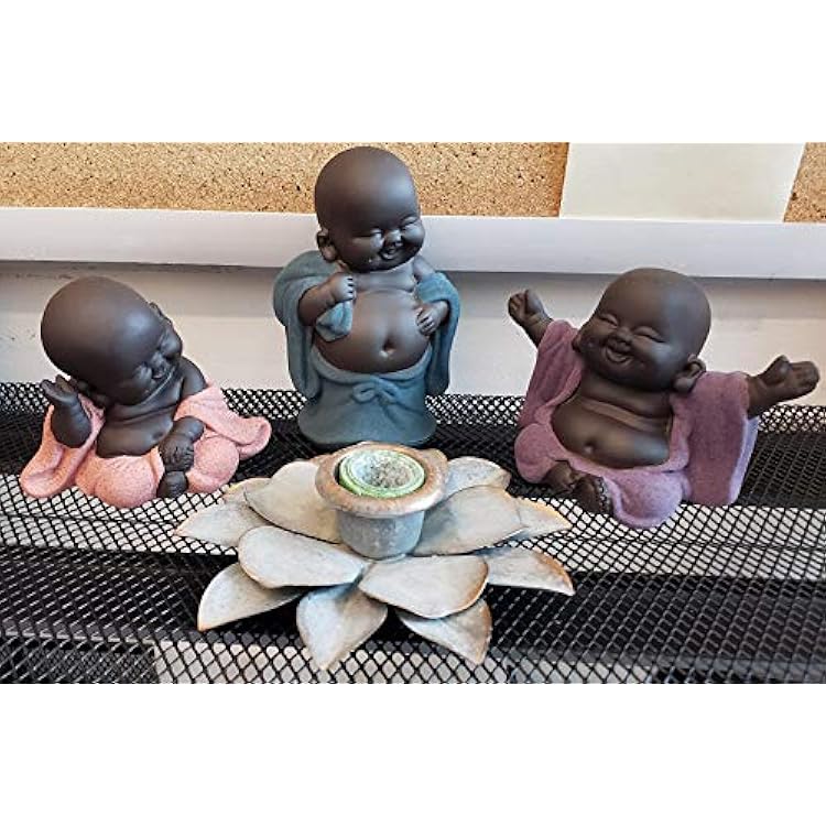 Kingzhuo Ceramic Little Cute Baby Buddha Statue Monk Figurine Buddha Figurines Home Decor Creative Baby Crafts Dolls Ornaments Gift Delicate Ceramic Arts and Crafts (Purple)