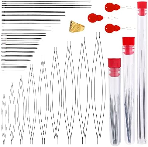 61pcs Beading Needle Set,Includes Big Eye Beading Needles, Embroidery Needles, Long Straight Beading Needles for Jewelry Making,DIY Bracelets, Necklaces and More