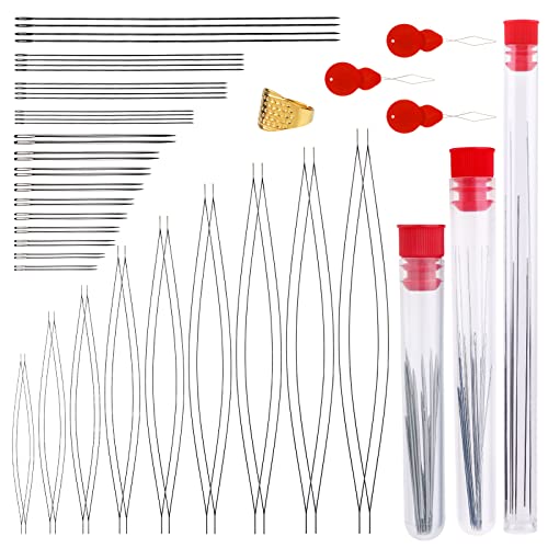 61Pcs Beading Needle Set,Includes Big Eye Beading Needles, Embroidery Needles, Long Straight Beading Needles For Jewelry Making,Diy Bracelets, Necklaces And More #TOP2
