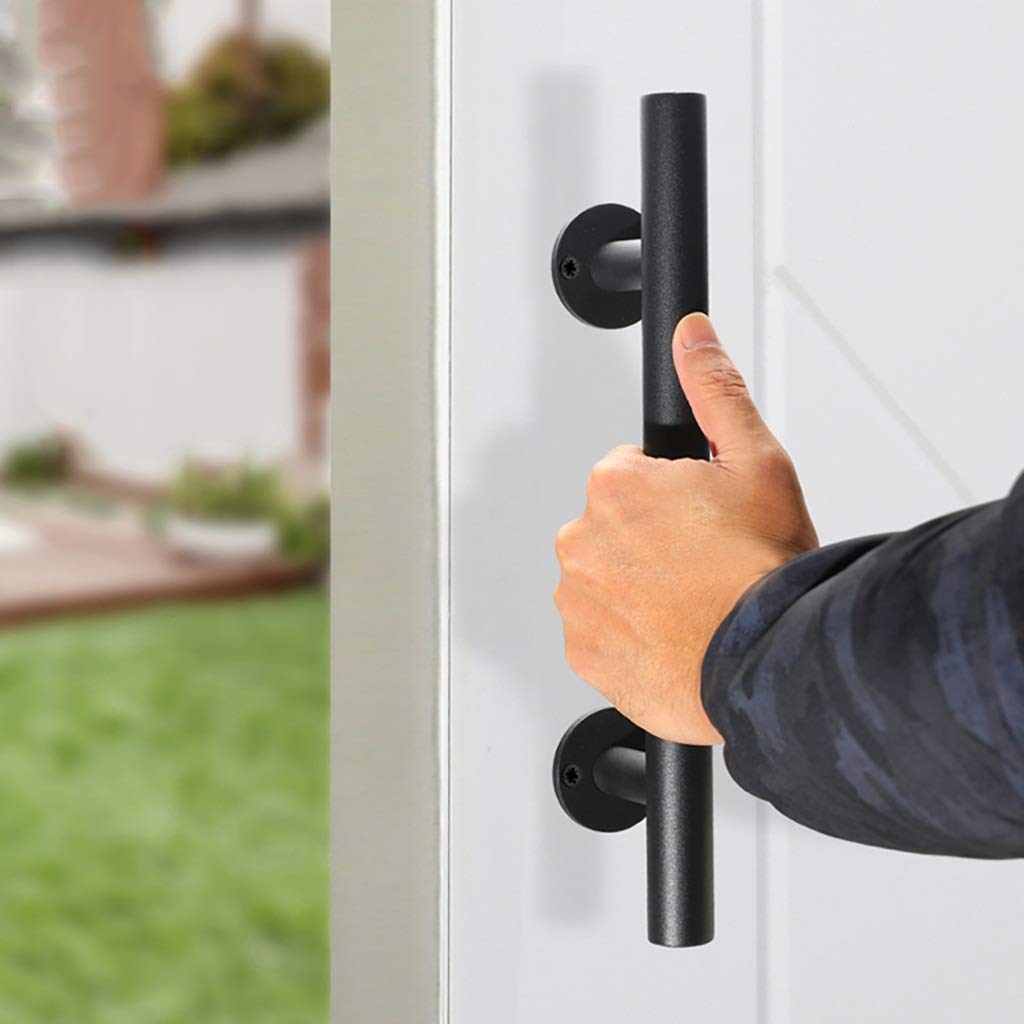 Maniglia per Porta, Maniglia per Porta Scorrevole del Fienile in Ferro Resistente e Set di Maniglie da Incasso, Finitura Verniciata a Polvere Nera, Installazione Facile (Dimensioni : Length6