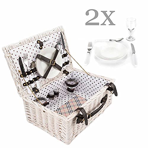 Picknickkorb Goods+Gadgets Weidenkorb mit Geschirr und Besteck