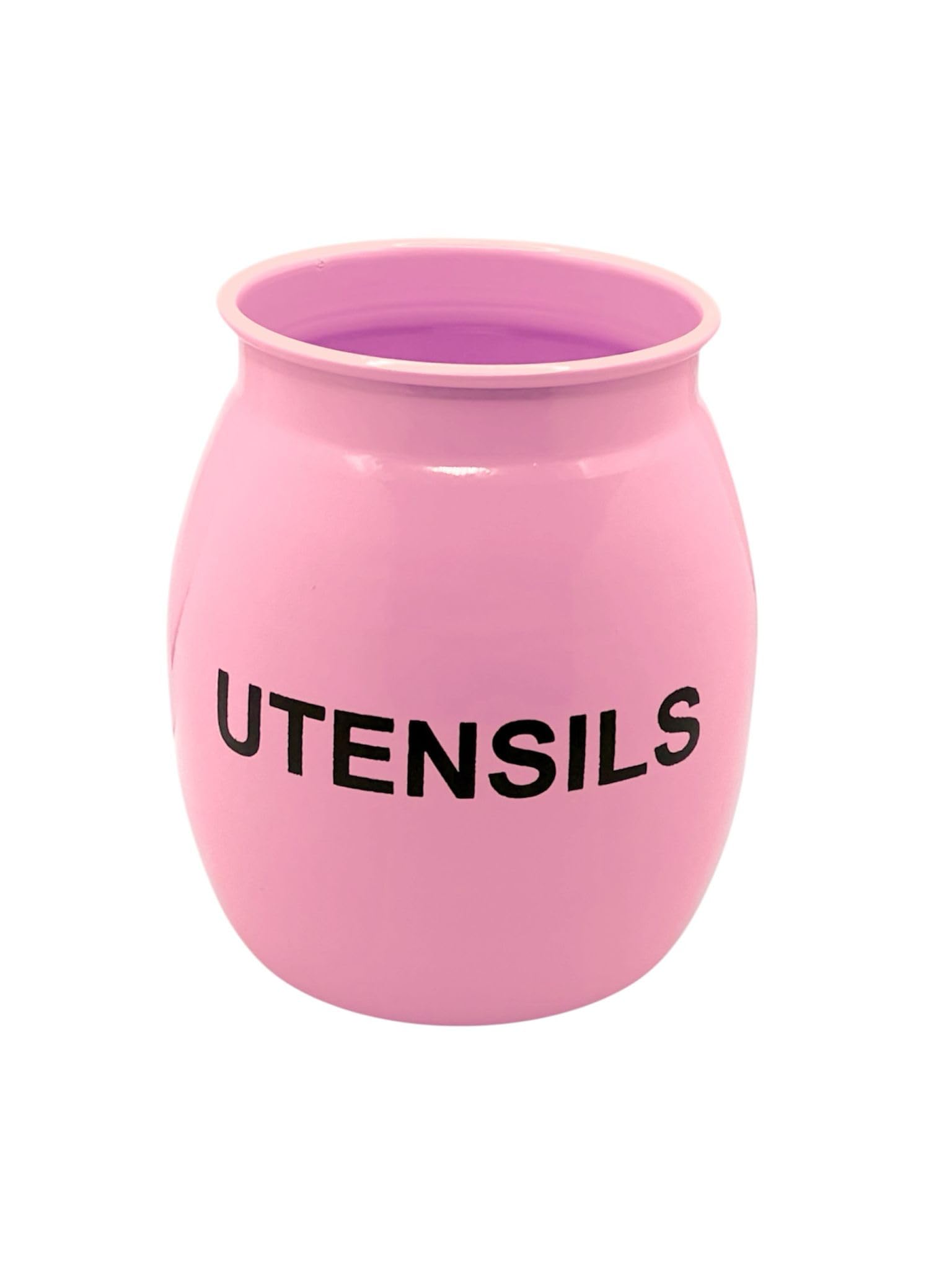 Nobel Pink Barrel Shaped Utensil Holder & Organiser, Sturdy Cutlery Holder Storage Container, Spoon Holder (Pink)