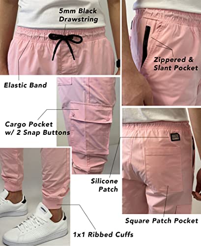 Southpole Men's Lightweight Quick Dry Cargo Nylon Jogger Pants, Pink #TOP5