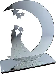 Topo De Bolo Personalizado Para Casamento Acrílico Espelhado