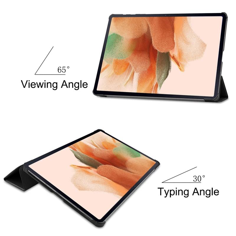 Image of Premium Shock Proof Stand Folio Multi Viewing Angles Hard PC Clear Back Case Cover Compatible with Samsung Galaxy Tab S8 Plus 12.4 inch (Black)