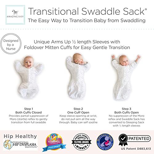 Amazing Baby Gift Set, Watercolor Roses and Soft Pink, 3-6 Mo Transitional Swaddle Sack with Arms Up Half-Length Sleeves & Mitten Cuffs and Premium Cotton Knit Cellular Blanket, Ultra Soft, Open weave