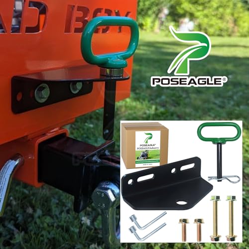 Image of Universal Heavy Duty Zero Turn Mower Trailer Hitch with Green Lawn Mower Trailer Hitch Pin, Hardware kit Including (4 Bolts+2X Nuts+1 R-Clip) and L Socket Wrench