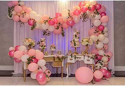 Pink Balloons, 50pcs Pink and White Balloons Pink Latex Confetti Balloons for Christening Baby Shower, Wedding Decorations, Birthday Party Decorations