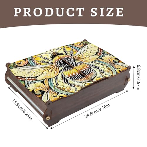 Image of MVVMTOP Diamond Painting Kit Wooden Storage Box, bee DIY Special Shaped Diamond Flip Cover Wooden Money Box, Handmade Art Desktop Decorations Birthday Gifts for Friends