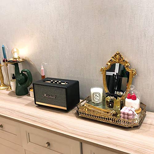 Lemonadeus Vintage Decorative Wall Mirror Gold Shield Artistic Gold Wall Mirror Vintage Baroque Wall-Mounted Mirror Home Décor (13"(13"X8.5")) #TOP5