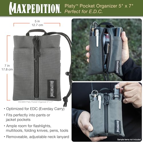 Image of MAXPEDITION Platy Pocket Organizer, Durable EDC Tool Pouch for Men, Neck Wallet with Paracord Lanyard, Holds Flashlight, Multitool, Pen, Notebook