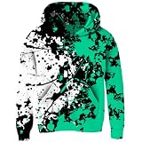 Idgreatim Boys Hoodie 8-10Y All Over Splatter Print Kids Sweatshirt for Playtime Weekend Outing