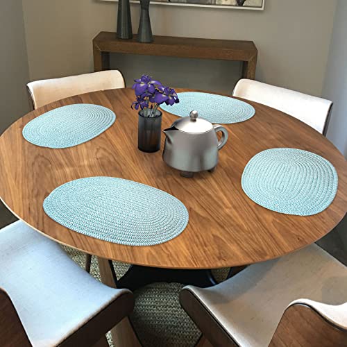 Stylish Braided Corded Oval Placemat, Set Of 4 (12"X18" Oval, Blue) #TOP2