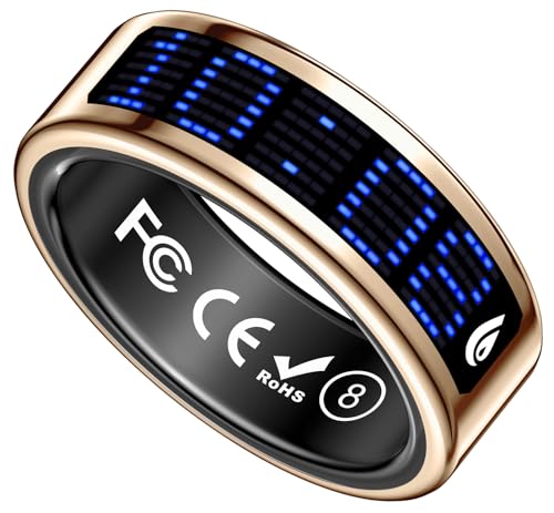 Yihou Smart Ring with Display Heart Rate Monitor Sleep Tracking Step Counter Call Number Display Multi-Sport Modes Gesture Control IP68 Waterproof Fitness Ring Health Tracking Ring for Men Women