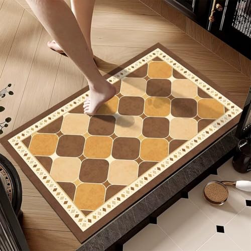 Wsrght Bath Mat Non Slip Quick Dry Bathroom Mats Rugs, Thin Floor Shower Mat fit Under Door, Super Absorbent Kitchen Washable Carpet for Toilet Shower Sink, Easy to Clean Rug Colorful 40x60cm 3-560