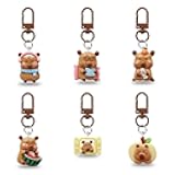 Geluode Capybara Keychains, 6 Pcs Cute Capybara Theme Keychains for Birthday Party, Backpack, Handbag, Purse, Car Key Decor, Perfect for Capybara Lovers Kids Boys Girls Students Women