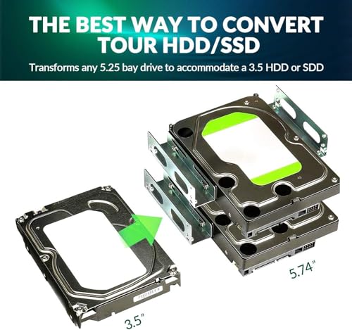 2 Pack HDD Hard Drive Metal Mounting Bracket Adapter, Convert Any 3.5 in HDD Into One 5.25 in Drive Bay - Thumbnail 2