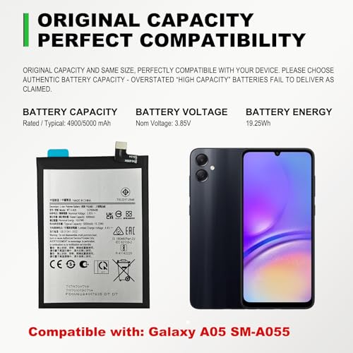 Image of GREEN FUSION Compatible with Galaxy A05 New 0 Cycled Li-ion Replacement Battery Kit WT-S-N28, Includes Repair Tools and Instruction Manual