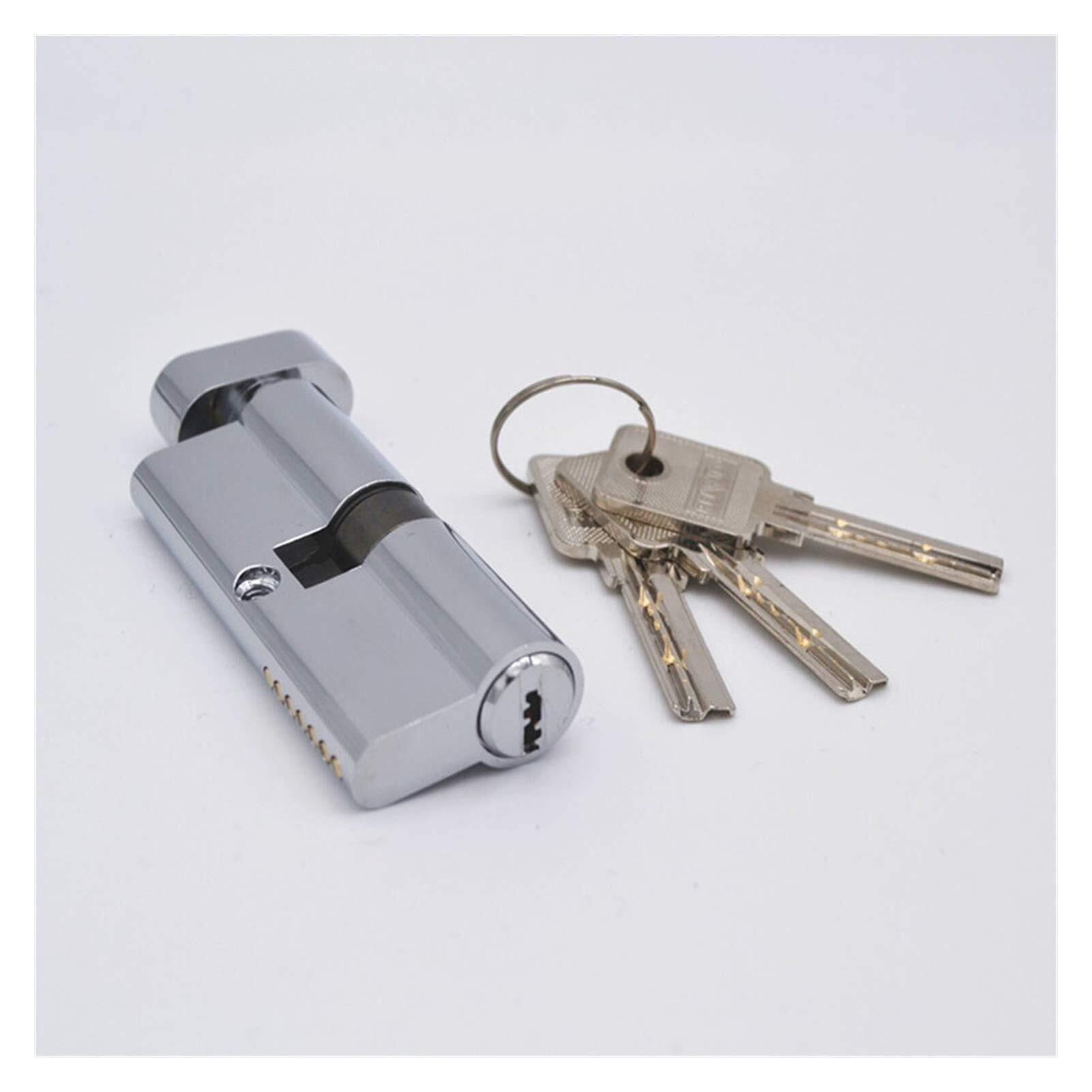 Barrel Lock Door Barrel Lock 70mm Black Brass Cylinder with 3 Computer Keys Anti-Theft Home Security with Knobs(C70mm)