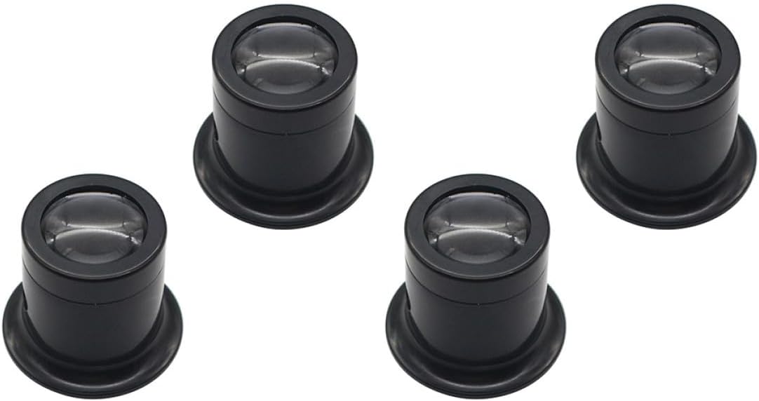 4Pcs 10X Jewelry Loupe Magnifier Set Black for Watch Repair and Jewelry Making with Wearable Design for Precision Inspection