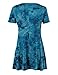 Lock and Love LL WT1066 Womens Scoop Neck Short Sleeve All Over Tie Dye Trapeze Tunic Top XXXL Teal