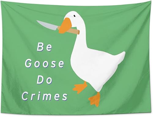 Kaniwati Tapiz de ganso blanco divertido y lindo tapiz de meme de pato póster de decoración de pared para hombres adolescentes niñas regalo de