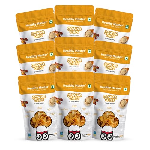Image of Healthy Master Jowar Chips Combo 900g (100g Each) Pack of 9 | Millet Light & Crispy | High Protein Chips | Gluten-Free | No Maida, No Palm Oil | Trans Fat Free & Low-Calorie | Healthy Snacks for Adults & Kids