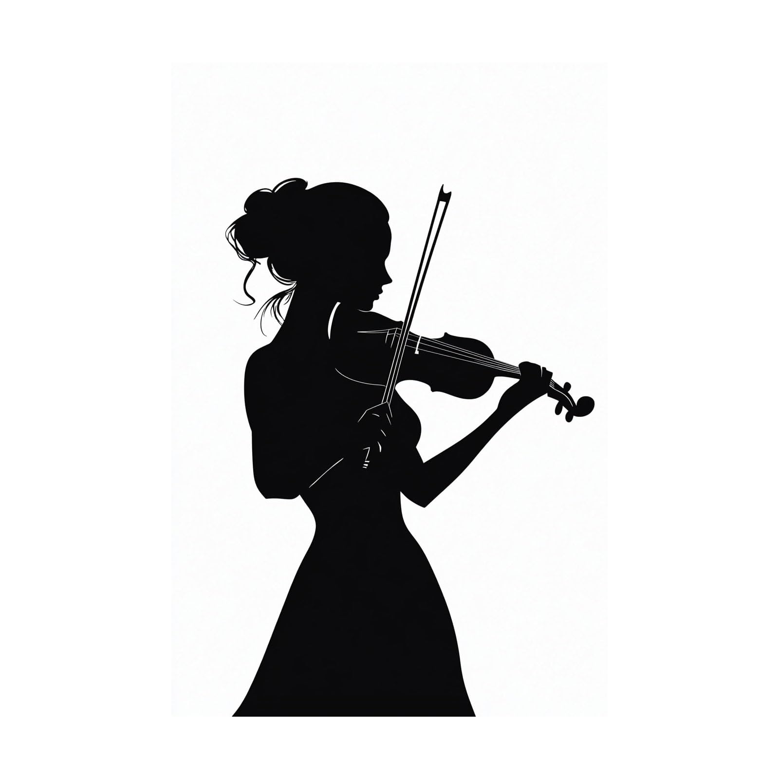 TERUEA Abstract Girl Painting Prints Woman Canvas Pictures Violin Playing Woman Silhouette Retro Painting Bathroom Wall Decor,(Black)-70x100cm Unframed