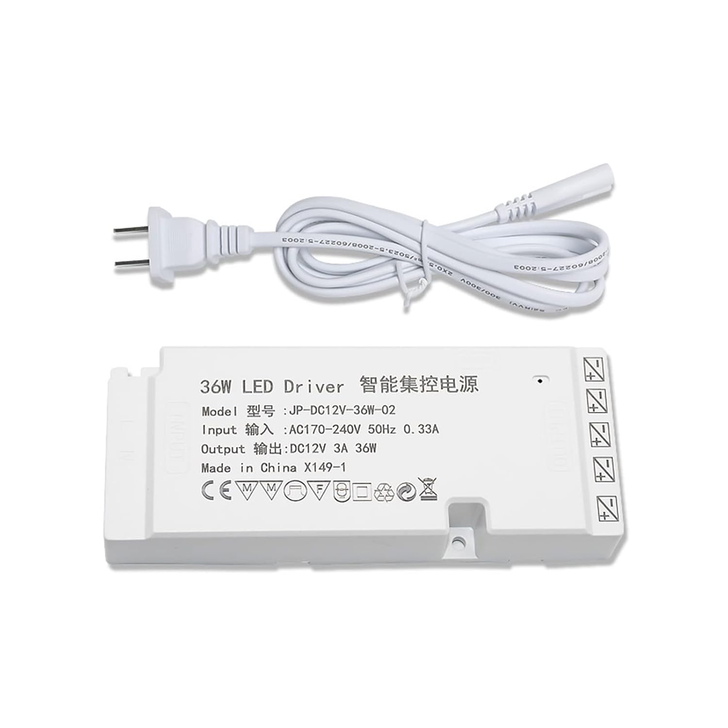 LED Driver 12V60W Light Strip Transformer led Constant Voltage Constant Current centralized Control Cabinet Wardrobe Light Dedicated Power Supply(02 1 36W Zuo Zheng)