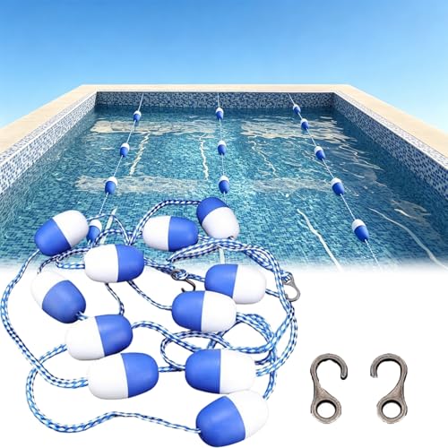 7ft/2.1m, Pool Divider Rope, with Pre-Assembled Stainless Steel Hooks, Sturdy,