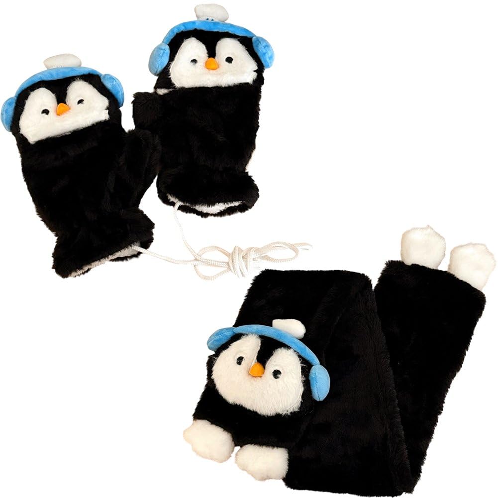 Écharpe pingouin en peluche douce : le cadeau parfait de Noël