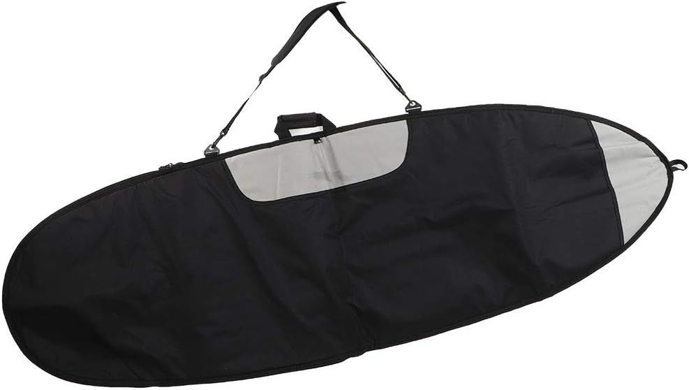 Surfboard Bag with Zipper and Shoulder Strap, Lightweight Durable Surfboard Storage Bag for Shortboard Longboard, Black Polyester Protection Cover for Surfing Gear