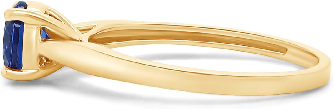 AFFY Round Cut Simulated Blue Sapphire Solitaire Ring in 14k Gold Over Sterling Silver (1 Ct)