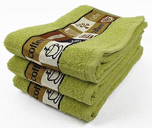 Riggs 3 PACK Luxury Kitchen Hand Tea Towel, Cafe Cafe Coffee Cups (Cream)