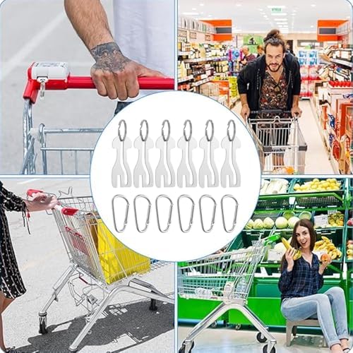 6 Pcs Shopping Cart Key Set Stainless Steel Shopping Cart Coin Keychain for Most Supermarkets and Convenience Shopping — view 2