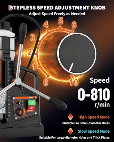 Image of Mag Drill Press, 1650W Power Magnetic Drill Presses, 1.57″ Boring Diameter, 810 RPM, 10 Speed for Industrial & Home Improvement