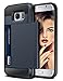 Galaxy S7 Edge Case, Vofolen Slidable Card Holder Galaxy S7 Edge Wallet Case Hybrid Protective Shell Shockproof Rubber Bumper Armor Scratch-proof ID Card Slot Case Cover for Galaxy S7 Edge - Navy Blue