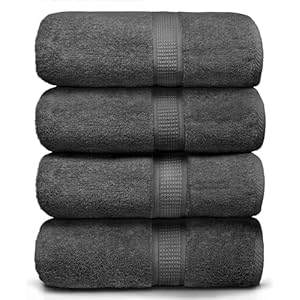 Ariv Towels 4-Piece Large Premium Bath Towels Set – Suitable for Sensitive Skin & Daily Use – Soft, Quick Drying & Highly Absorbent Towels for Bathroom, Gym, Hotel & Spa – 30″ X 52″-Grey
