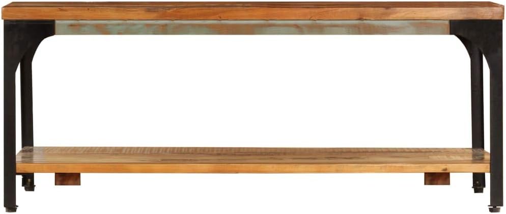 Vintage Coffee Table with Shelf Solid Reclaimed Wood Retro Accent Furniture for Living Room, Apartment, Reception Room, Home Décor, Fully Handmade