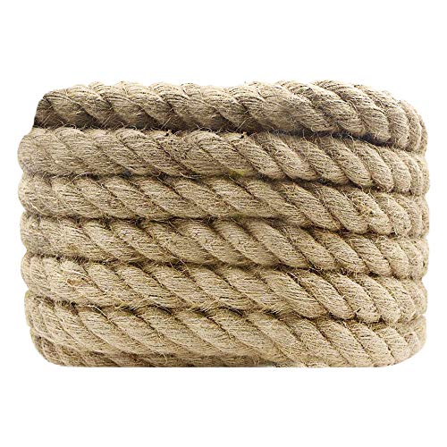 MOUHIV 12MM Yute Cuerda Natural Cáñamo Cuerda, Bricolaje Escalera/Cerca Decoraciones, Cuerda para Industrial, Enviar y Peso Levantamiento, Resistente al desgaste y Duradero, 12MM*10M, Beige