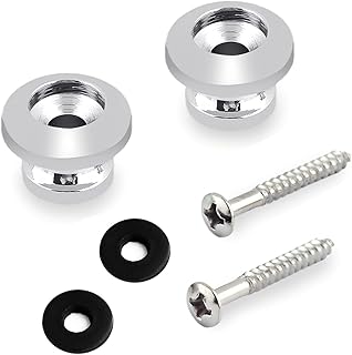 Metallor Guitar Strap Buttons Strap End Pins Mushrooms Head Strap Locks with Mounting Screws for Acoustic Electric Guitar or Bass Ukulele Set of 2Pcs Chrome.