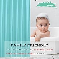 Vista 6 de Aqua Blue cortina de plástico para la ducha o forro, 72x72 pulgadas, cortina interior de baño de plástico azul teñido ligera con agujeros con ojales