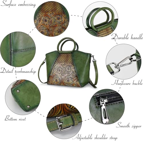 Sac à main cuir vert d'une qualité artisanale exceptionnelle
